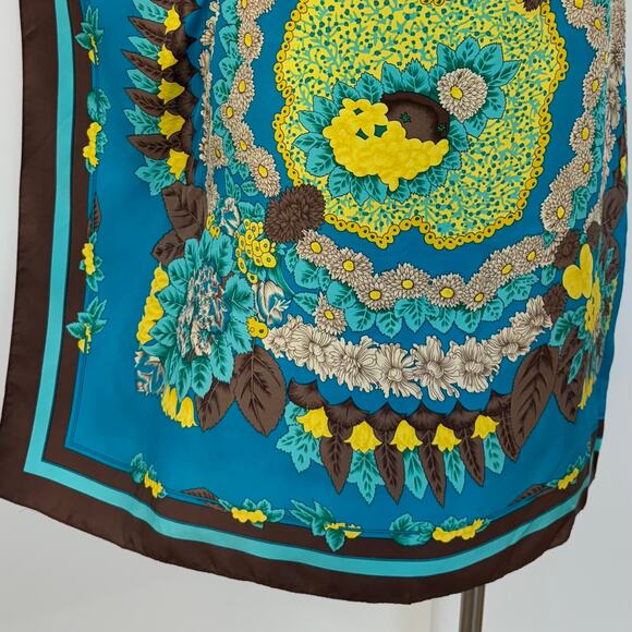 BCBGMaxazria Silk Printed Turquoise Skirt Multicolor Size M - Picture 3 of 9